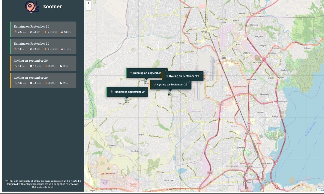 Zoomer workout map